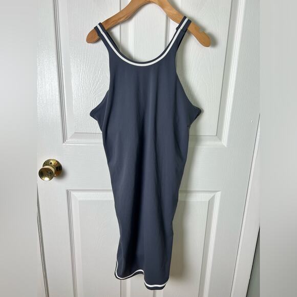 Vuori Grey White Stripe Stretch Volley Athletic Mini Tennis Dress XL Azure - Picture 2 of 9